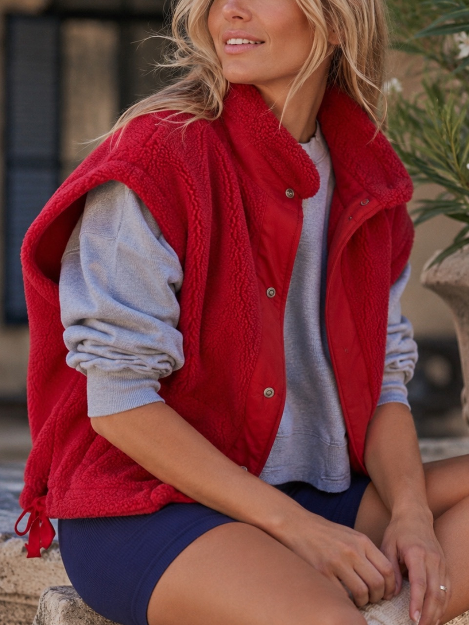 Free People Scout It Out Vest Cranberry Red